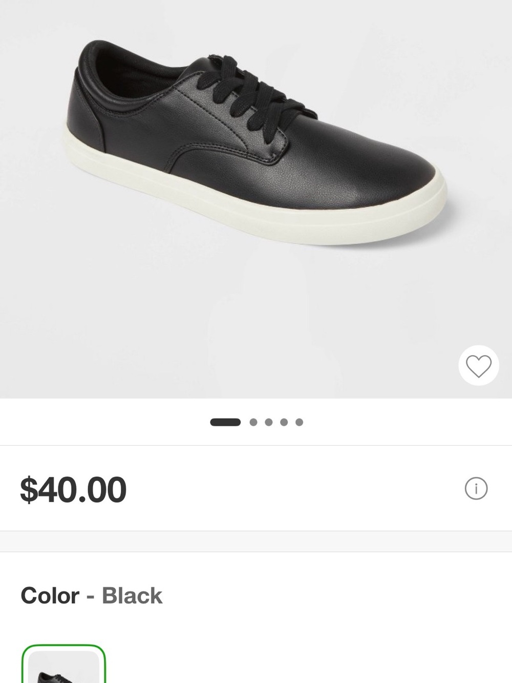 Goodfellow & Co Black Low-Top Lace-Up Sneakers with White Sole